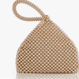 ⭐️ Women's Pearl Clutch Evening Bags Sparkly Glitter Triangle Purse